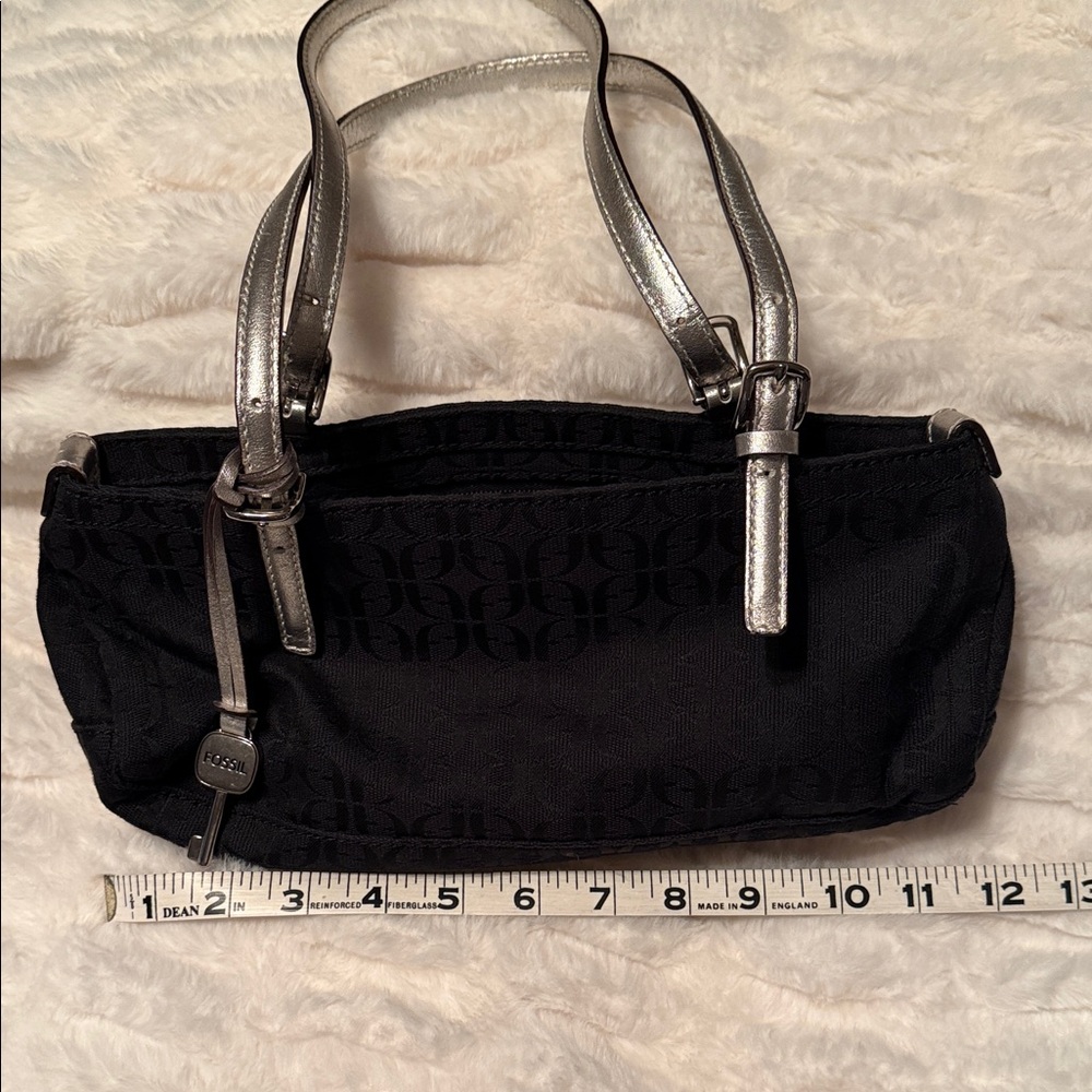 Fossil Black and Silver Shoulder Bag